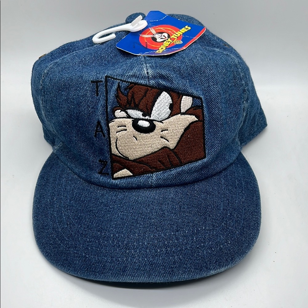 NWT Vintage Loony Tunes Blue Denim Taz Hat 1999